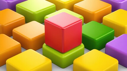 Obraz premium Colorful cubes arranged together representing portfolio reallocation grid icon concept for financial planning and design