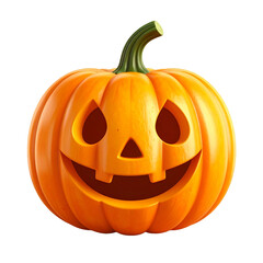 Fototapeta premium Smiling Jack-o'-Lantern, ready for Halloween fun! A classic pumpkin carved with a cheerful face, embodying the spirit of the spooky season