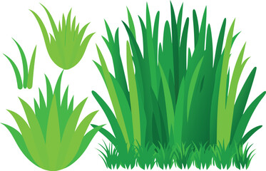 Vibrant green grass and bush vector bundle scalable illustration for nature designs