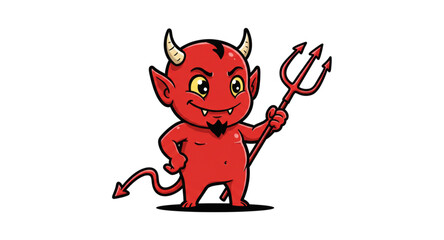 Little devil with hell fork.