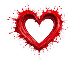 Red Paint Splash Heart Isolated on Transparent Background PNG