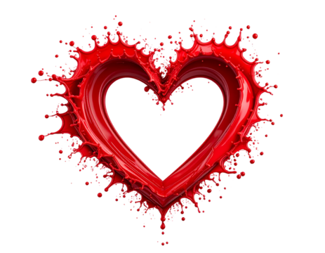 Red Paint Splash Heart Isolated on Transparent Background PNG - Powered by Adobe