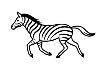 line art Zebra running silhouette illustration  isolated on white background