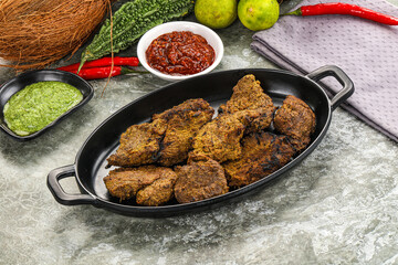 Grilled beef barbecue with spises