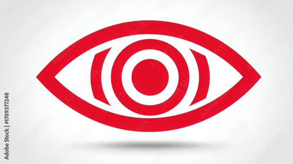 Poster close-up of an eye with a striking red iris symbolizing vision alignment with and focus for clarity 
