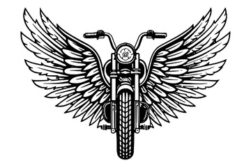 Biker Motorcycle Wings Silhouette Vector Design