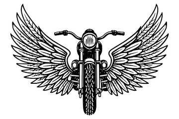 Biker Motorcycle Wings Silhouette Vector Design