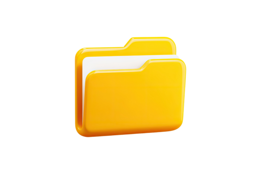 A bright yellow folder icon, 3D-styled