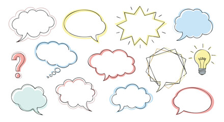 Creative speech bubbles and bright idea lightbulb for communication and brainstorming concepts