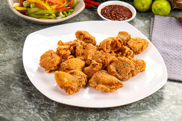 Golden crispy Breaded calamari snack