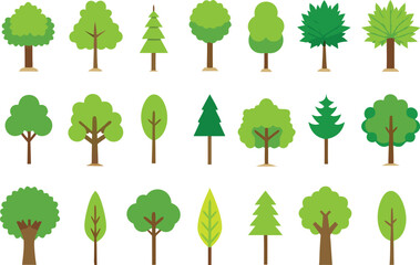 Fototapeta premium Diverse collection of scalable vector trees for nature designs and illustrations