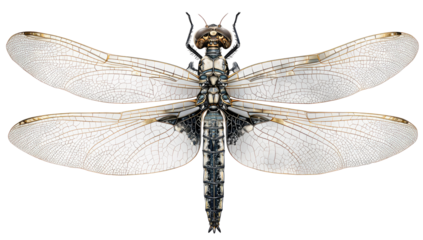 Detailed view of a dragonfly with translucent wings