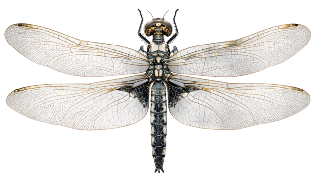 Detailed view of a dragonfly with translucent wings
