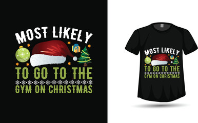 "Merry Liftmas" Funny Weightlifting Santa Claus Christmas Gym T-Shirt Vector Design