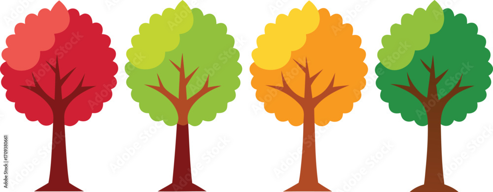 Poster vector collection of four seasons trees scalable illustration for graphic design projects