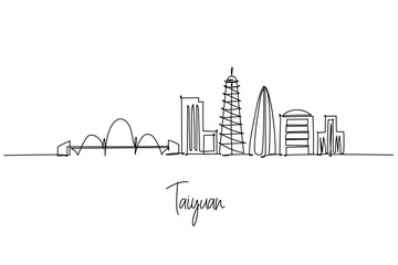 Obraz premium Taiyuan skyline single line drawing artwork