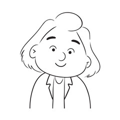 Old woman in formal clothes black and white vector illustration simple minimalist portrait design
