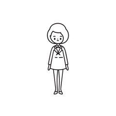 Old woman in formal clothes black and white vector illustration simple minimalist portrait design
