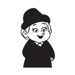 Old woman in formal clothes black and white vector illustration simple minimalist portrait design
