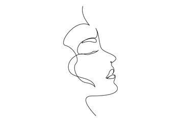 Beautyful lady face in continuous one line drawing. Single line art illustration of woman face.