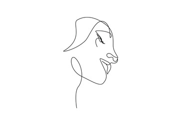 Beautyful lady face in continuous one line drawing. Single line art illustration of woman face.