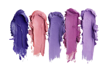 Smudged, vibrant lip swatches in various shades of pink and purple