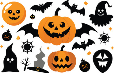 Spooky halloween collection vector graphics scalable illustration for festive design elements