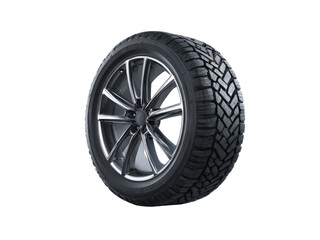 Obraz premium Shiny alloy wheel with deep tread tire automotive vehicle