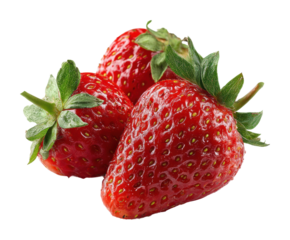 Fresh strawberries harvested in the garden nature isolated on transparent background
