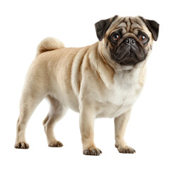 Obraz premium Playful pug dog pet portrait bright lighting isolated on transparent background