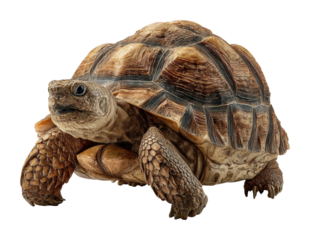 Tortoise walking on land natural habitat animal isolated on transparent background