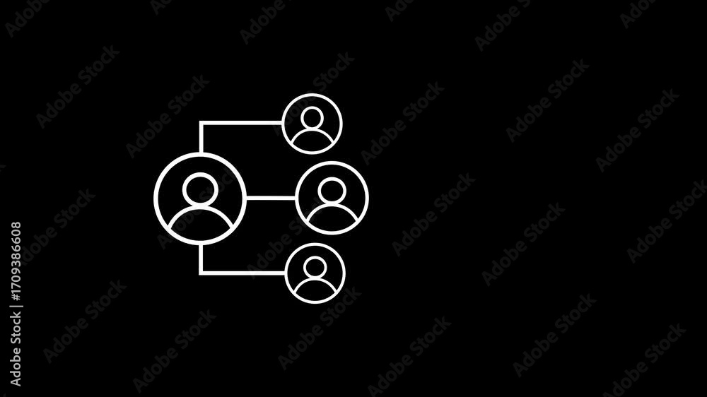 Poster circle of users with connection line icon animation. teamwork collaboration group connection network