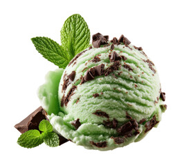 Savoring mint chocolate chip ice cream kitchen food isolated on transparent background