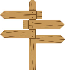 Rustic wooden directional signpost navigational post with multiple arrows pointing different ways outdoor guidance concept vector