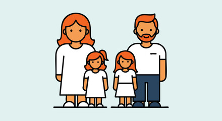 Simple line art illustration of a family portrait.