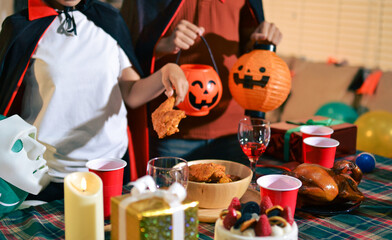 People having fun at Halloween party