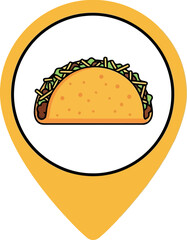 Taco location icon vector graphic for food delivery apps restaurant finder maps culinary business vector