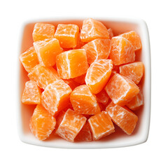 Bowl of cubed Tangerine png 