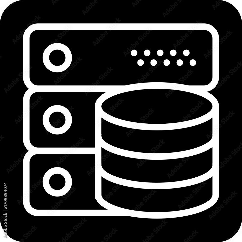 Poster modern server database storage icon for technology and data