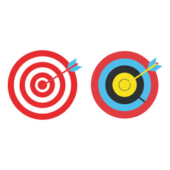 Archery target icon with arrow. vector illustration on transparent background.