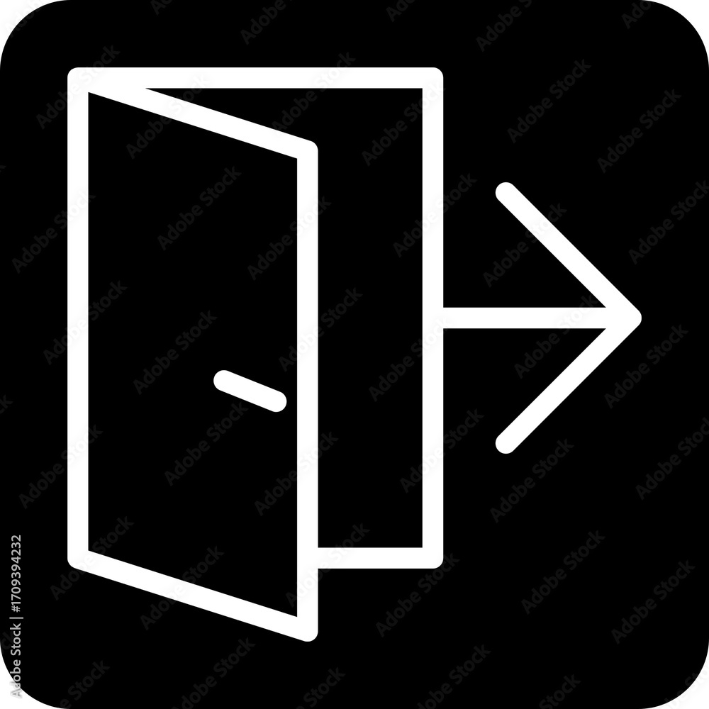 Poster box with arrow exit icon for ui and application logout