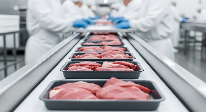 Meat Processing Factory Line.