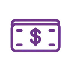 Purple Dollar Sign Check Icon on White Background for Financial and Banking Concepts