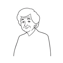 Old woman in formal clothes black and white vector illustration simple minimalist portrait design
