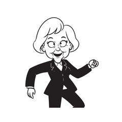 Old woman in formal clothes black and white vector illustration simple minimalist portrait design
