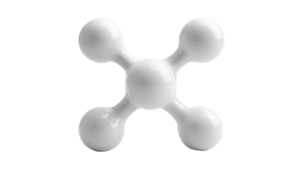 Abstract white 3D molecule model with four connected nodes
