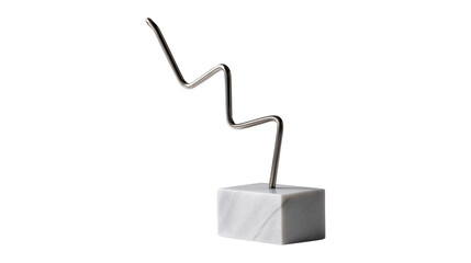 Modern memo card holder with zigzag metal wire and marble base