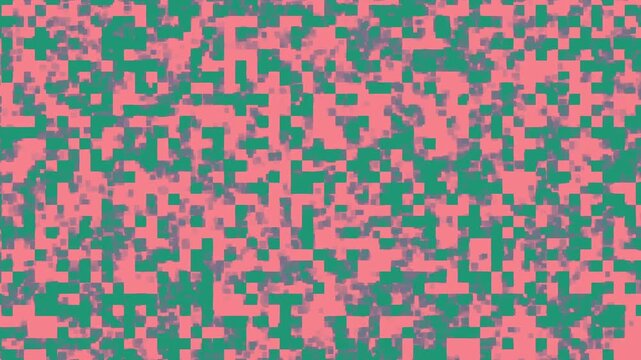 Moving pixel pattern combining pink and green tones