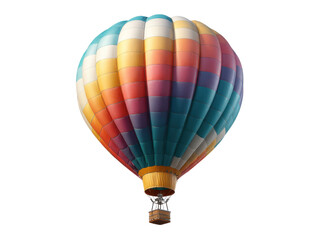 Fototapeta premium Colorful hot air balloon ascending against black vibrant