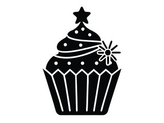 holiday cupcake vector icon